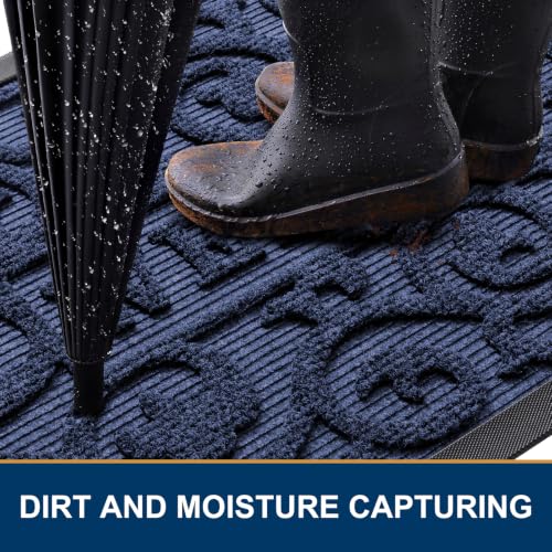 Image of Smiry Front Door Mat Outside Entrance, Low Profile Rubber Doormat, 47x23