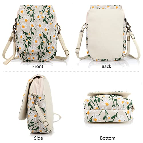 Image of SILKAREA Embroidered Cute Mini Crossbody Bag for Women Small Handbags Wristlet Wallet Bag Cell-phone Pouch Coin Purse