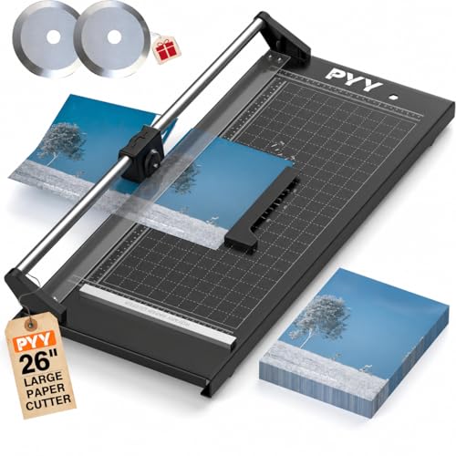 PYY Rotary Paper Cutter - Large Paper Cutter, Heavy Duty Trimmer with Self-Sharpening Blade...
