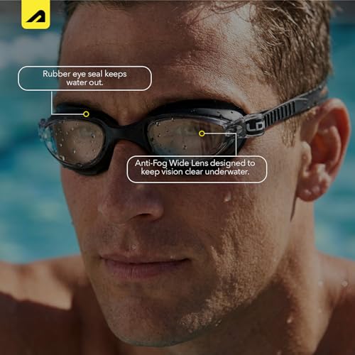 Image of Boldfit Swimming Goggles for Men & Women with Adjustable Strap, Air Tight, for Adults - Classic Black