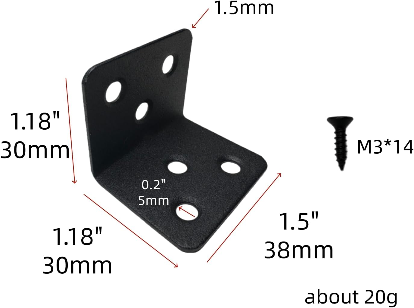 10Pcs Stainless Steel L Right Angle Brackets,Shelf Brackets Angle Corner Braces，Heavy Duty for Repairing Furniture,1.18"x1.18"x1.5" Black