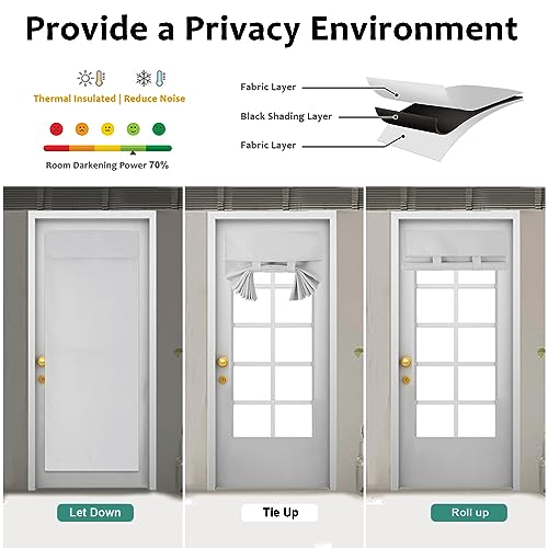 WdFour Seitentürvorhänge für Fenster, Raumverdunkelung, einfarbig, Fensterabdeckung für Glastür, Seitenlichtvorhang, Raffrollo, 76,2 x 203… – Ansicht 6