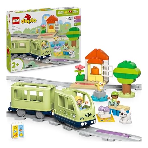 LEGO DUPLO Interactive Adventure Train Set - Toddler Learning Toy for 2+ Year Old Boys & Girls - incl. 14 Track Pieces, Action Bricks with Sound, and 4 Figures - 10427