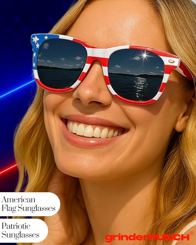 grinderPUNCH 2 Pairs Bulk American Sunglasses USA Flag Classic Patriot4