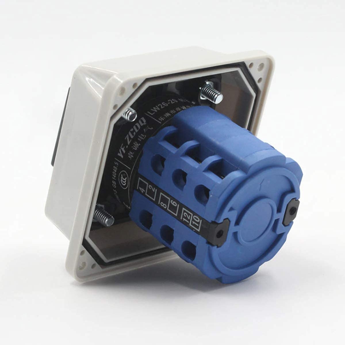 Universal Changeover Selector Switch, with Installation Waterproof Box, 3 Positions 8 Terminals, Power Transfer Switch, LW26-63A 440V 63A Motor Generators, Rotary Cam Selector