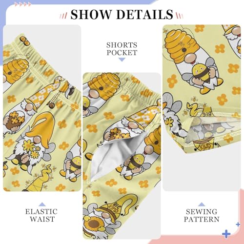 Gnome Bee Flowers Boys Long Pants Soft Trousers Elastic Waist Kids Lounge Bottoms with Pockets S-XL4