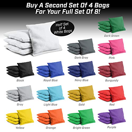 Gosports Official Regulation Cornhole Bean Bags Set (4 All Weather Bags) - 16 Colors Available - White #TOP2