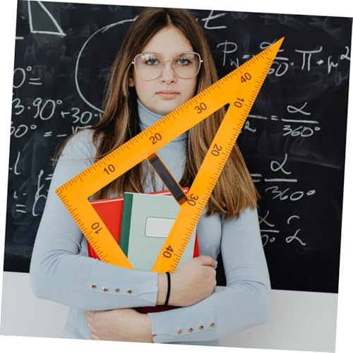 Regla triangular magnética de plástico amarillo para pizarra escolar con mango 8
