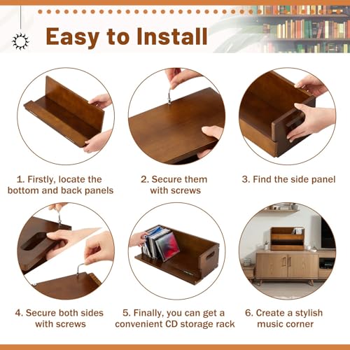 CroBlissful-2-Set-Wooden-CD-Storage-BoxHolds-72-Standard-CDs36-Each-Stackable-CD-Holder-Organizer-with-Magnetic-Front-Flap-and-Carrying-Handles-for-DVDs-Cassette-Tapes-and-Movie-Cases-Brown