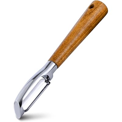 Left Handed Peeler, Kitchen Peeler For Vegetable, Fruit, Potato, Carrot, Apple, Durable Non-Slip Wood Handle and Sharp Stainless Steel Bladesn, Left/Right Hand