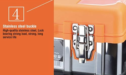 Miniatura 5 de Edward Tool - Caja de herramientas de acero inoxidable de 16 pulgadas - Pequeña caja organizadora de metal con bandeja de almacenamiento extraíble -