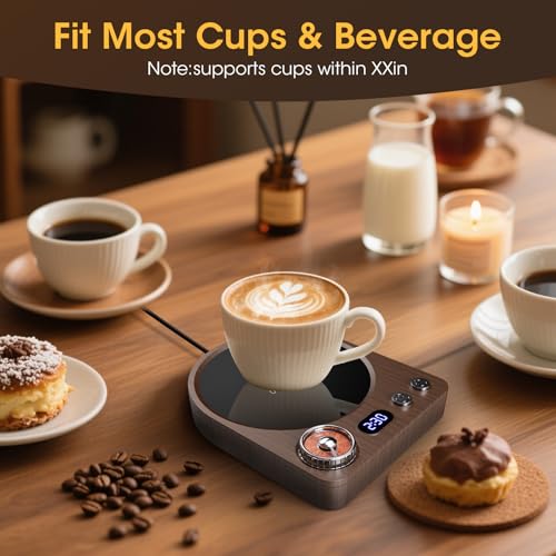 MQFORU Mug Warmer,36W Coffee Mug Warmer for Desk with 9 Temp Settings,0.5-9H Timer & Memory Function,Smart Electric Beverage Warmer for Coffee, Tea,Milk,Candle