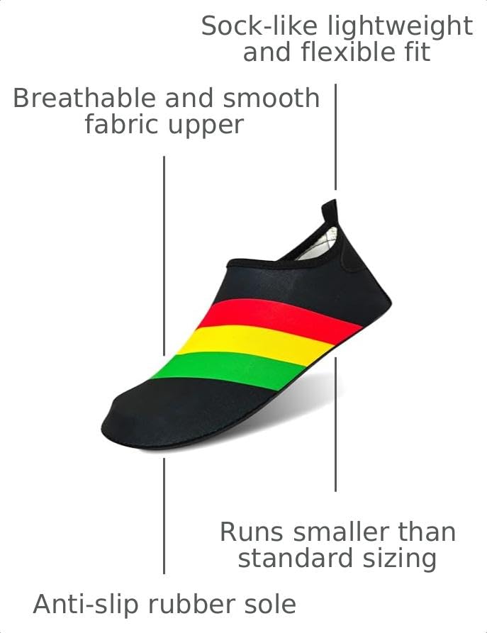Image of Water Shoes for Women and Men Quick-Dry Swim Beach Shoes for Outdoor Surfing Yoga Exercise Jamaica Flag Caribbean Reggae Rasta