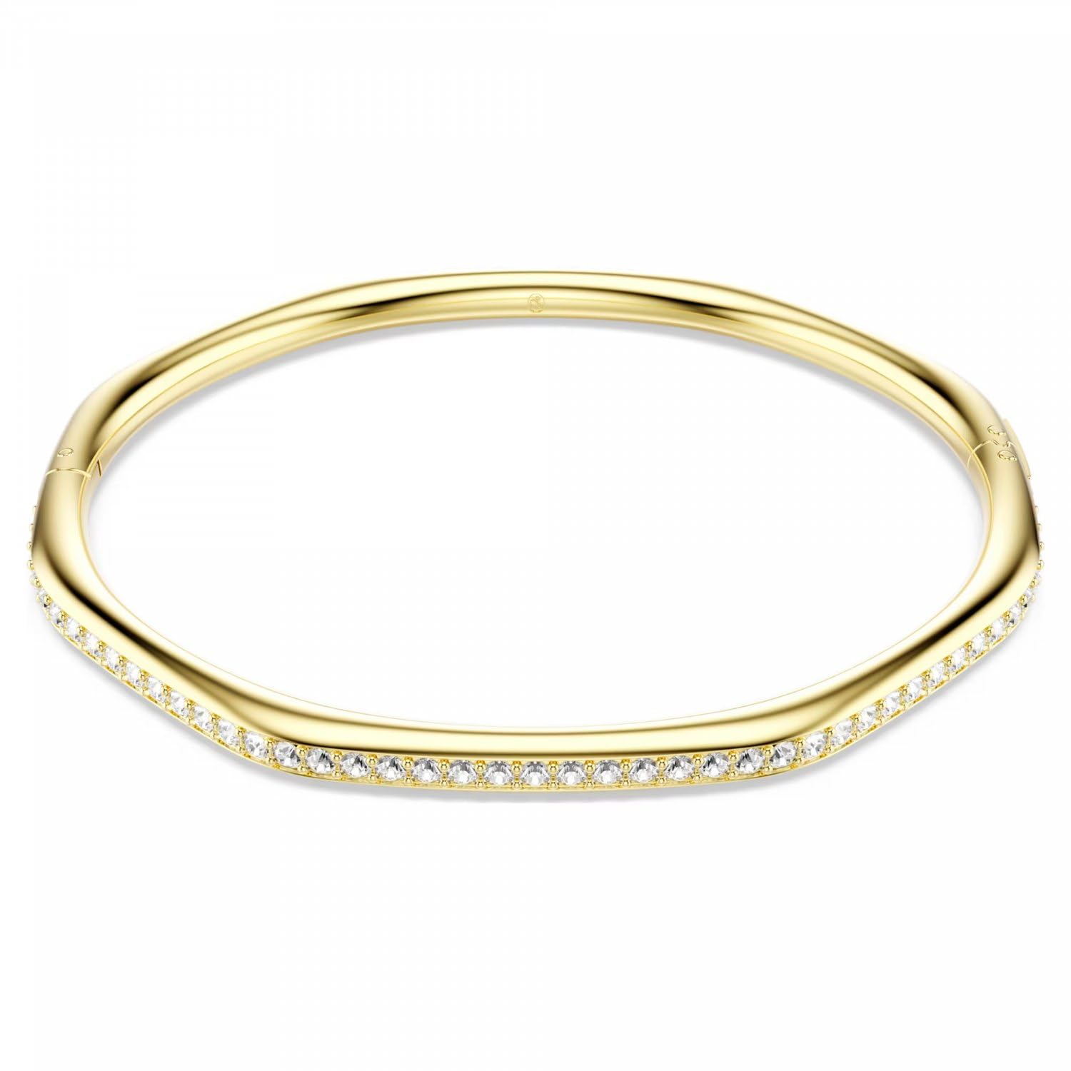 Swarovski Dextera Octagon Bangle Bracelet, Clear Round-Cut Crystals in a Gold-Tone Finished Setting, Size S, Part of the Dextera Collection