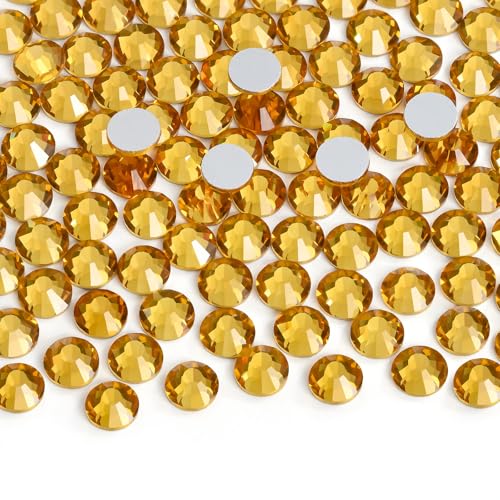 Image of Jollin Crystal Flatback Rhinestones Gems for Crafts 2.8mm SS10, Topaz | Glue Fix, 2880pcs Glass Rhinestones for Bedazzling, Clothes, Tumblers, Nail Art, Shoes, Bags, Caps & Accessories Decoration