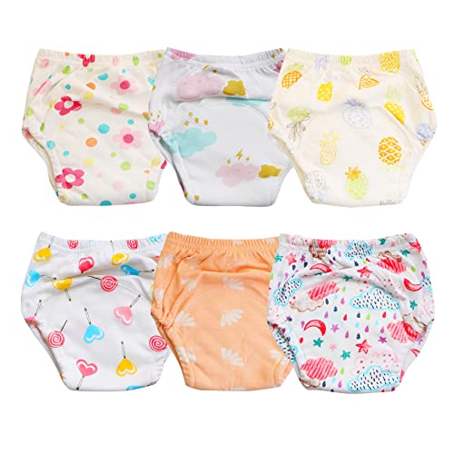Image of Unisex Potty Underwear Cotton Toddler Boys and Girls Pee Training Underpants Waterproof Reusable Pants 6-Pack