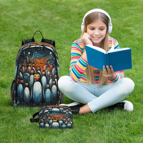 Sac à dos pingouins aquarelle durable avec ensemble repas isotherme - 7
