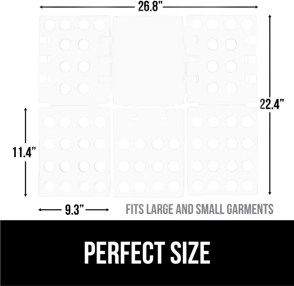 Gorilla Grip Shirt Folding Board, Easy Fold Collapsible Clothes Folder, Durable Flip Boards for T Shirts, Clothing, Tshirt Storage, Home Laundry Room Organizer, Apartment and Travel Essentials, White
