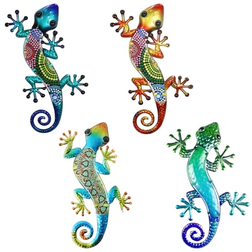 Generisch 4-stückiges vielfarbiges Geckos-Gartenzäun-dekorationsset, Außendekoration, Gecko-Dekoration, geeignet für Außenbereiche, Gärten, Schlafzimmer, Heimdekoration Generisch 4-stückiges vielfarbiges Geckos-Gartenzäun-dekorationsset, Außendekoration, Gecko-Dekoration, geeignet für Außenbereiche, Gärten, Schlafzimmer, Heimdekoration