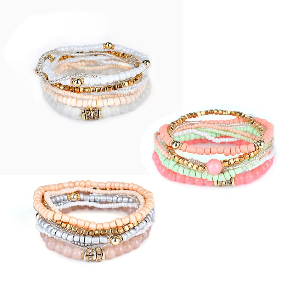 Braccialetto Elastico Boho Trendy con Perline di Vetro Sottili
