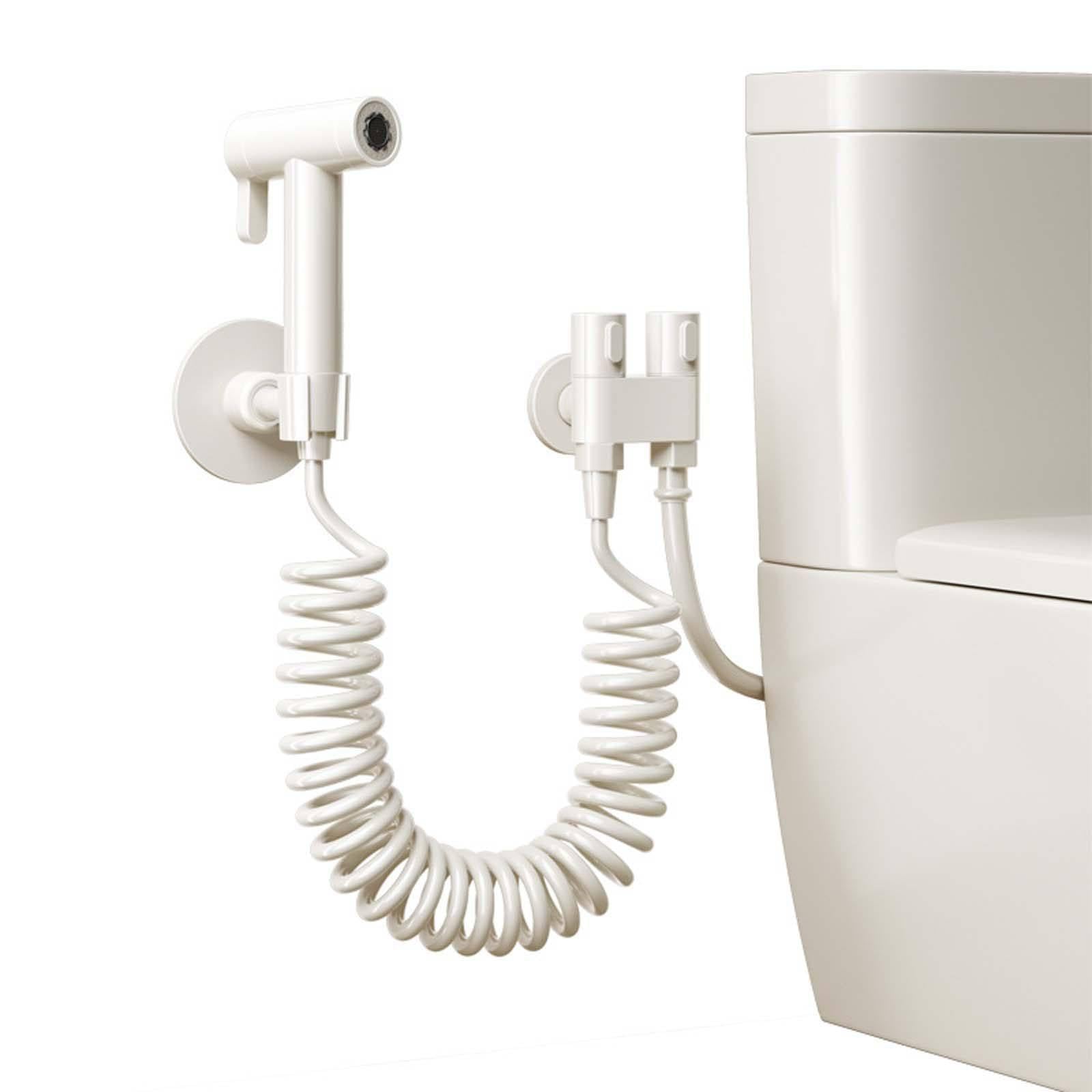 Ducha bidet para WC blanca de latón con manguera de resorte 3m