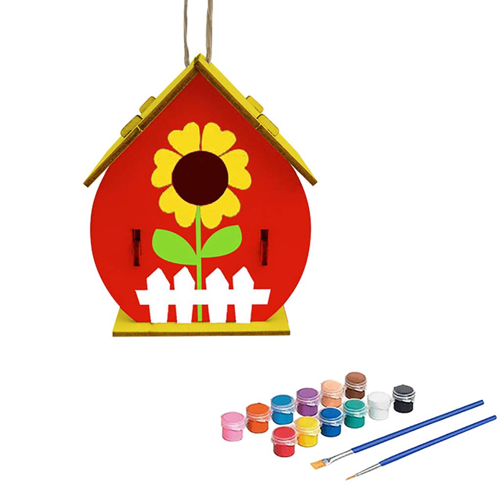 Baker Ross FE377 – 2er-Set Vogelhäuser Aus Holz Zum Bemalen, Heißluftballon-Design, Bastelset Für Kinder