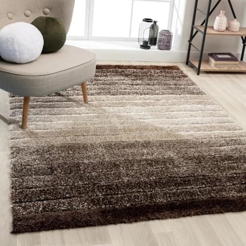 Image of Super Soft Floor Area Rug 8 x 11 Feet Soft Smooth Thick Non-Slip Fluffy Shaggy Carpet for Bedroom, Drawing, Kids Room, Office with Upto 2 Inch Microfiber High Pile (Beige Brown B)