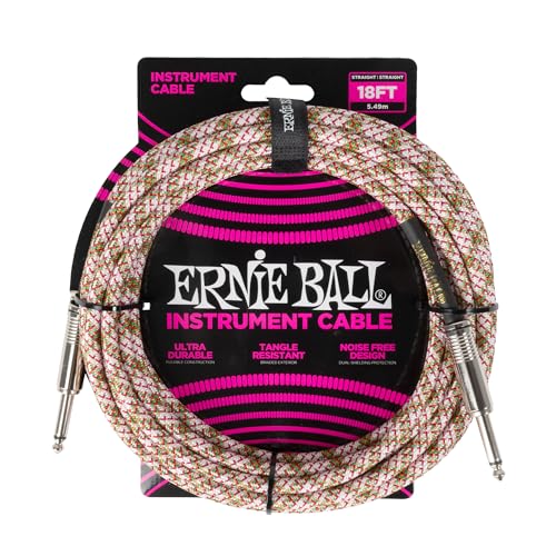 Image of Ernie Ball Braided Instrument Cable Straight /Straight 18ft - Emerald Argyle (P06430)