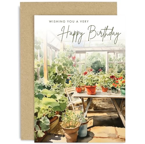 Old English Co. Traditional Birthday Card - Gardening Theme for Him or Her - Artistic Card | Blank Inside with Envelope