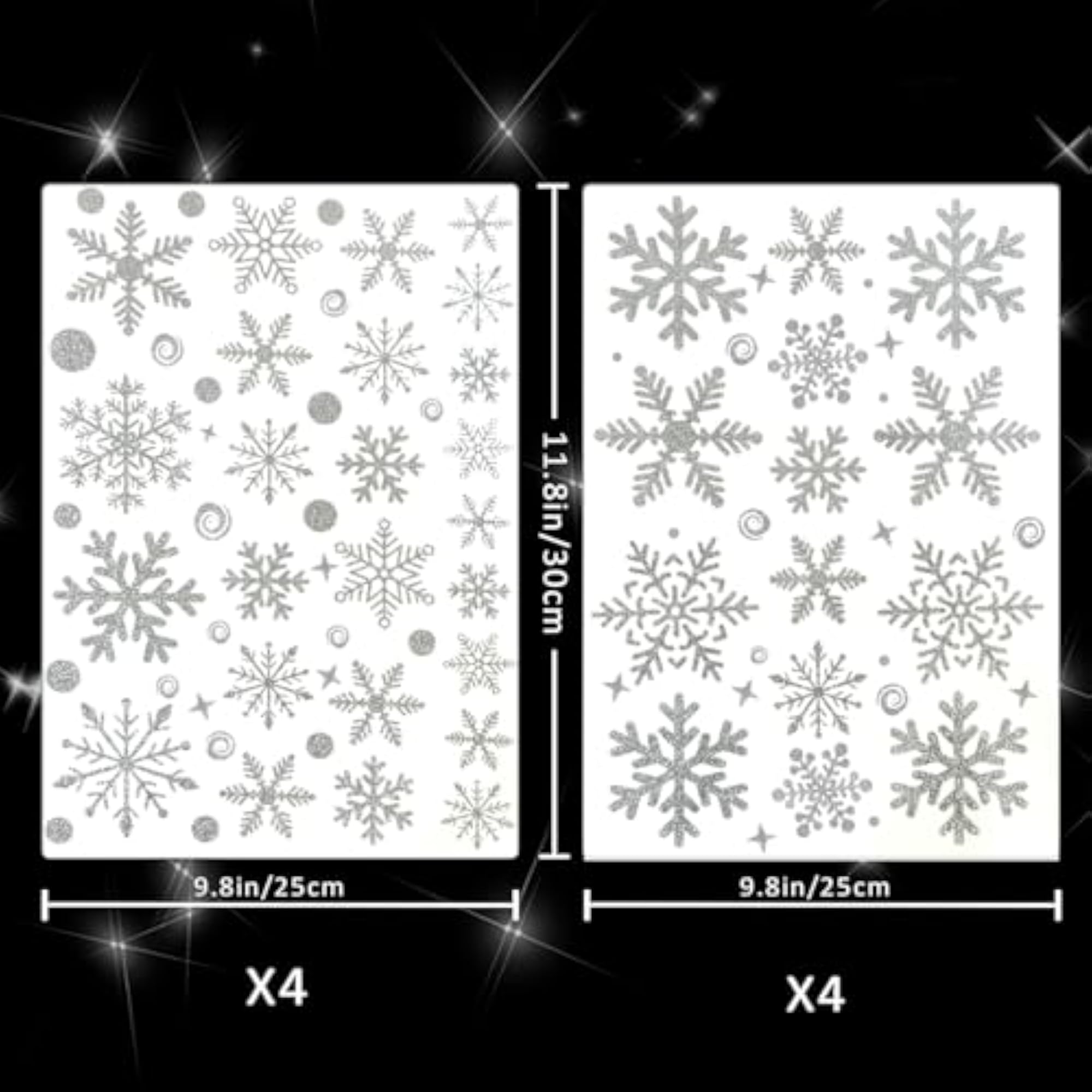 Mauts Silver Glitter Snowflake Window Stickers, 222pcs
