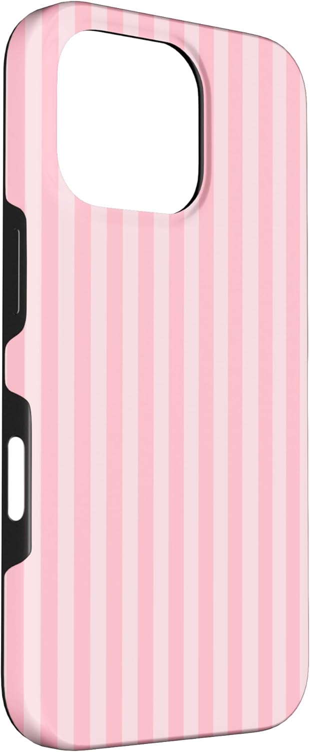 Pastel Pink Stripes Geometric Vertical Lines Trendy Pattern Case for iPhone 16 Pro - Image 3