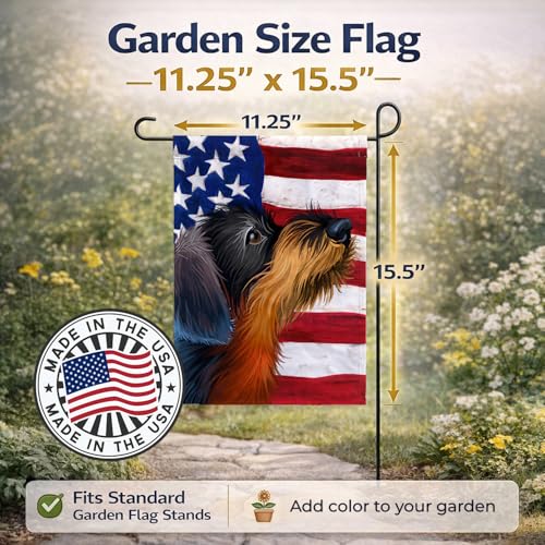 German Wirehaired Pointer American Flag drapeau extérieur double face résistant aux UV - 4