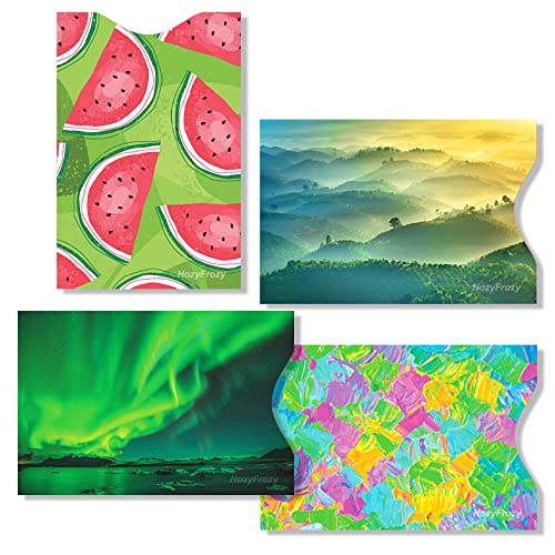 8 RFID Blocking Sleeves, Unique Designs and Arts in Green, Anti-Theft Credit Card Holder, Credit Card Protector, Easy to Recognize, Sturdy and Perfect size for cards2