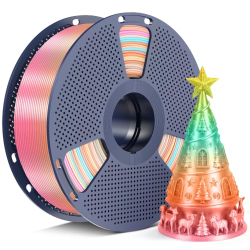 Image of SUNLU Silk Rainbow PLA Filament 1.75mm, Multicolor Gradient 3D Printer Filament, Smooth Shiny Finish,Color Transition Every 8 Meters,1kg Reusable Spool, LightGreen-Orange-LightPink-Yellow, Rainbow 05