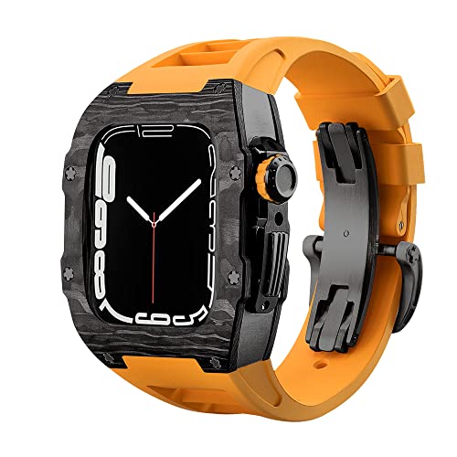 Bracelet Apple Watch 45mm en Caoutchouc et Lunette Fibre de Carbone