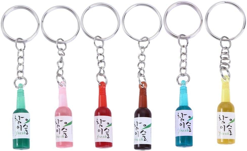 Product image of 6 Pcs Soju Cans Keychain Fashion Drink Soju Bottle Keychain Simulation Resin Beer Wine Trinket Keyring Pendant Jewelry Keyrings, Keychains and Charms Car Keychains Car Accessories