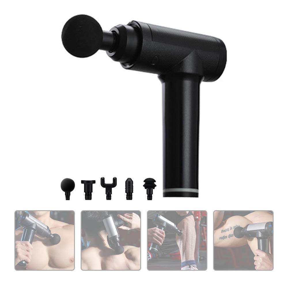 Massage de tissus profonds avec pistolet de massage musculaire noir à 30 vitesses