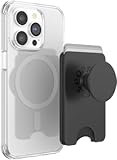 PopSockets Phone Wallet with Expanding Grip and Adapter Ring for MagSafe&comma; Magnetic Phone Card Holder&comma; Wireless Charging Compatible&comma; Wallet Compatible with MagSafe&sol;Samsung - Black