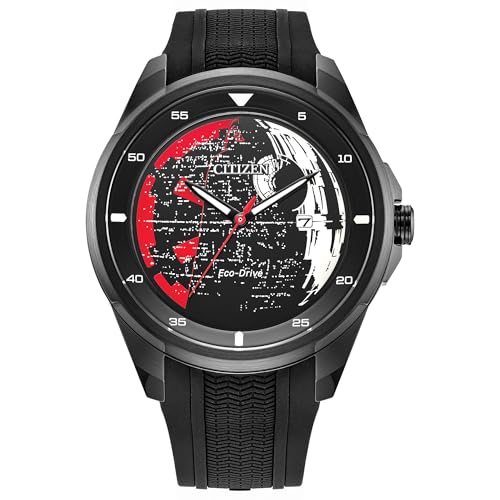 Image of Citizen Men's Eco-Drive Death Star Vader's Shadow, Stainless Steel Case, Black Silicone Strap (Model: AW1606-06W)