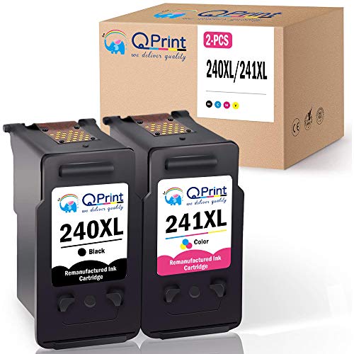 Q-print Remanufactured Ink Cartridge Replacement for Canon PG-240XL CL-241XL 240 XL 241 XL for Pixma PIXMA TS5120 MG3620 MX472 MX452 MG3520 High Capacity Ink (1 Black, 1 Color, 2 Pack)