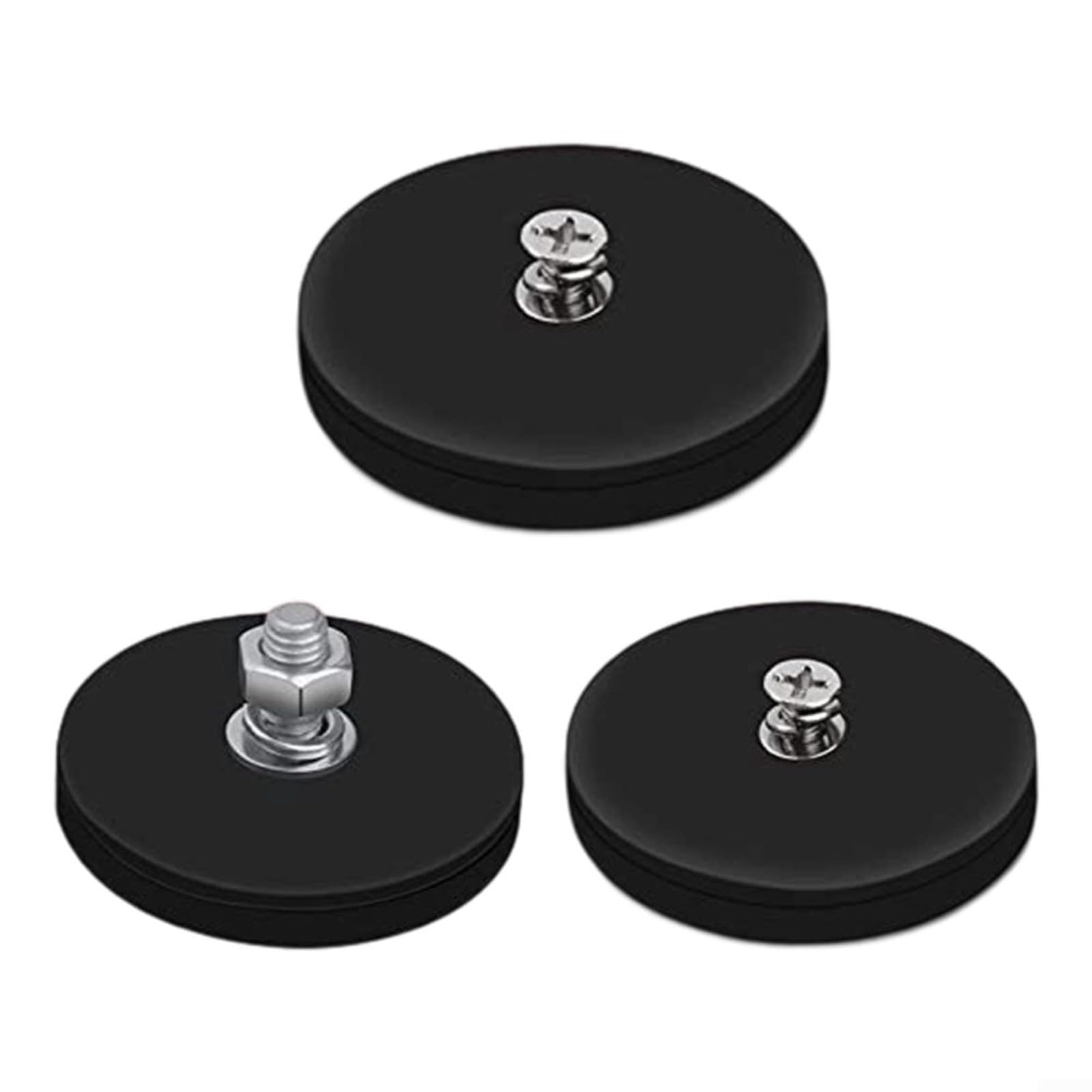 Juego de 2 soportes magnéticos recubiertos, perno de rosca externa M6, para tracción de 22 libras, seguro para superficies metálicas, incluye accesorios (D43 M6)