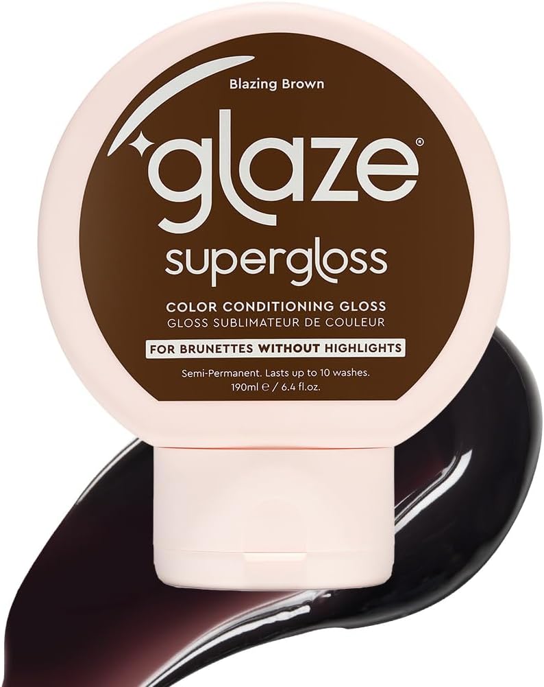 Glaze Supergloss Color Conditioning Gloss With Dispensing Pump – Hydrating Semi-Permanent Color Hair Gloss & Shine Boost – For Natural Medium to Dark Brown Hair – 6.4 Fl Oz - Blazing Brown