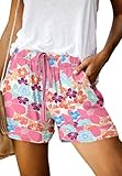 ONLYSHE Womens Casual Shorts Drawstring Comfy Elastic Waist Shorts Summer Pull On Shorts with Pockets(S-3XL) Flower XL