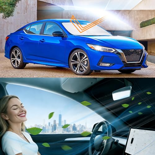 Image of Windshield Sun Shade for Altima 2019 2020 2021 2022-2026 | Foldable, Full covered for windshield, Block UV Rays, Heat Reduction, Easy to install, Keeps Car Cooler