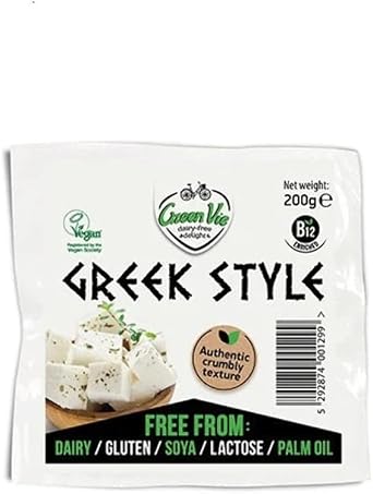 GreenVie Greek Style Block   200g | Vegan Feta Cheese Alternative | Coconut Oil Based | Vitamin B12 Fortified | No Palm Oil | Certified Vegan
