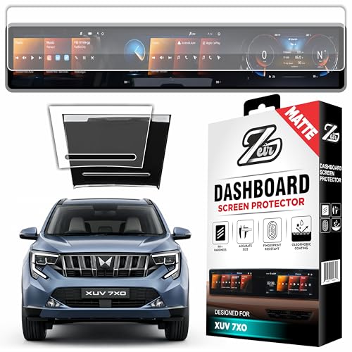 Image of ZEIR MATTE [2 PACK] Screen Protector Compatible with MAHINDRA XUV 7XO 2026+ Models - 12.3 Inch Triple Screen Long (NO Adrenox+ Badge Cutout) + Flexible TPU Storage Panel Film [Not Tempered Glass]