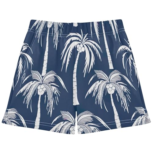 Girls Athletic Shorts Palm Tree Print Comfy Casual Active Summer Clothes Youth Teens Kids Customized, X-Small