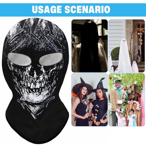 Image of Proberos Riding Face Cover Fun Ghost Face Balaclava Face Mask Stretchy Face Cover Neck Gaiter Quick-Drying Cool Ice Silk Breathable Outdoor Riding Face Mask Festival Cosplay Halloween Head Cover