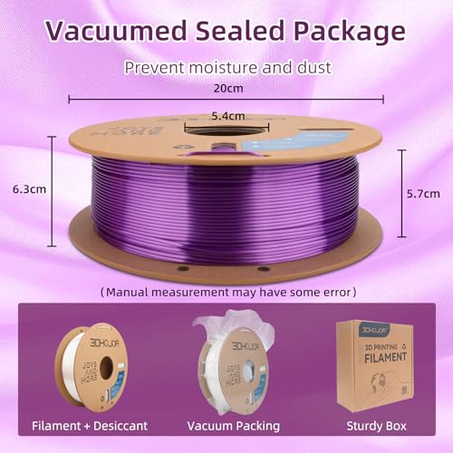 Image of 3DHoJor Silk PLA Filament 1.75mm, PLA Filament 1.75mm Silk Shiny 3D Printer Filament, 1kg Cardboard Spool (2.2lbs), Dimensional Accuracy + /- 0.03 mm, Fit Most FDM Printer(Purple)