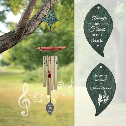 Image of ASTARIN Cardinal Memorial Wind Chimes, Personalized 26 inch Small Metal Symphthy Wind Chime, Bereavement Gift for Loss of Loved One Father Mother, Dragonflie Damselflie Decor for Outside Patio Garden